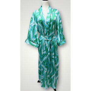 DVF for Target S Robe Disco Zebra Satin Long Green Blue White Small